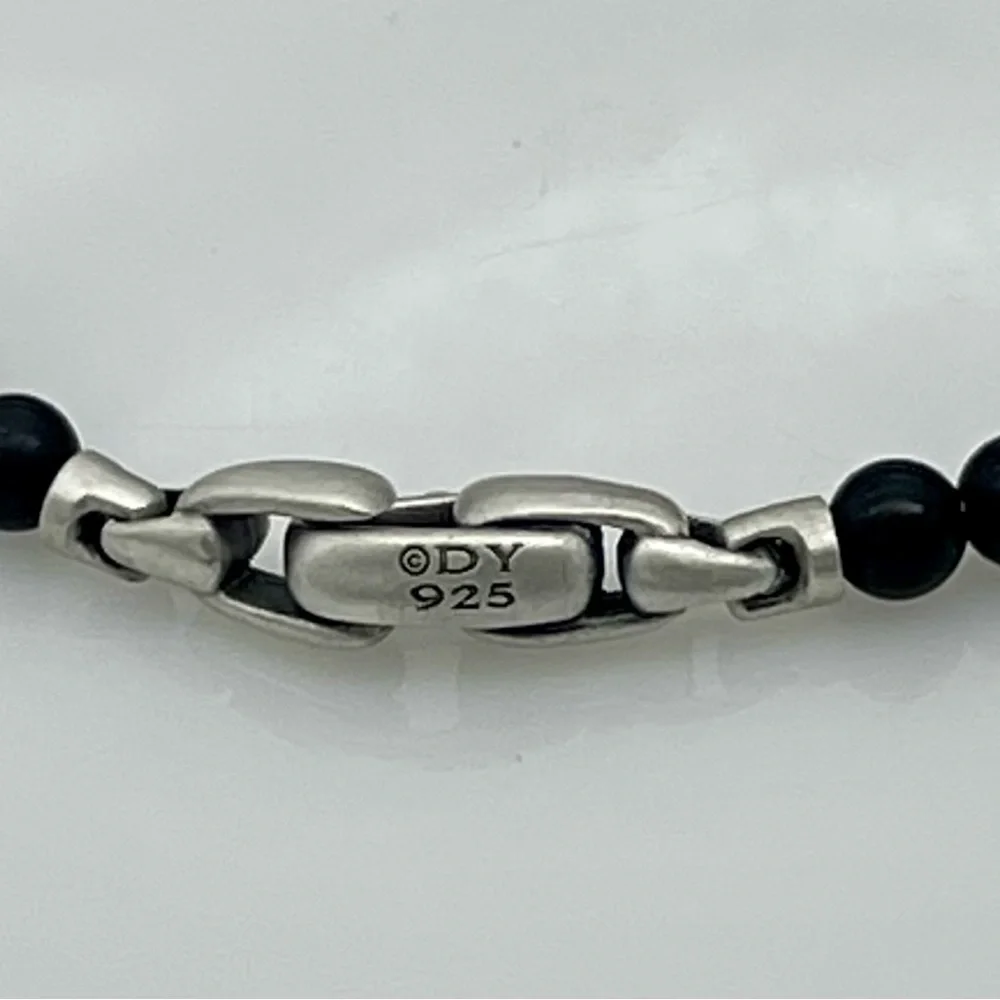 David Yurman Black Beaded Bracelet with Silver Clasp - Picture 3 of 4